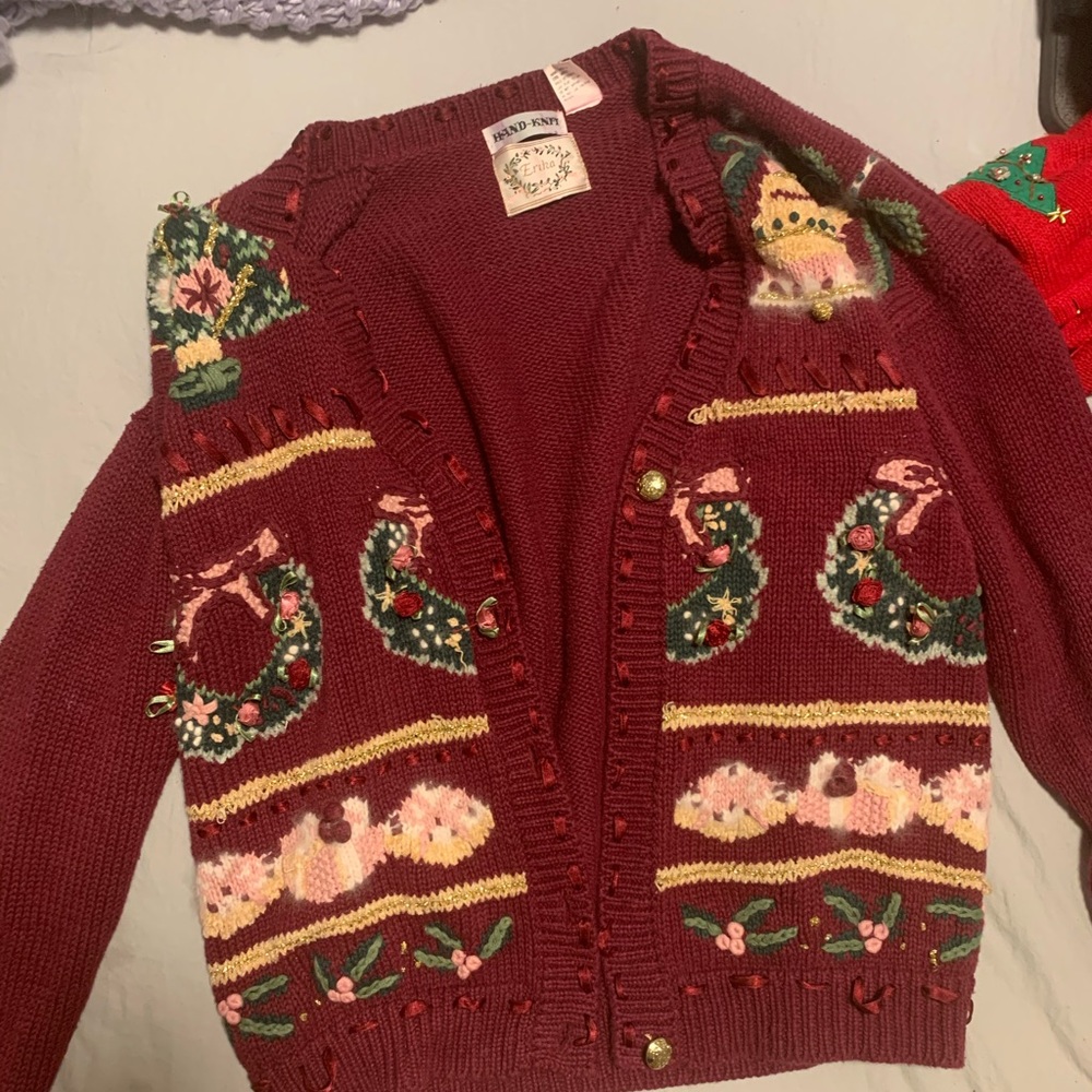 Women's Embroidered Holiday Cardigan Sweater